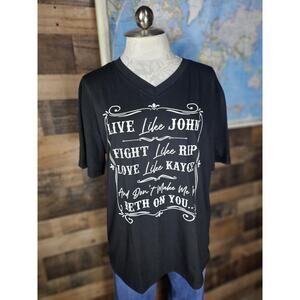Black "Live like John, Fight like Rip..." T Shirt Size XL